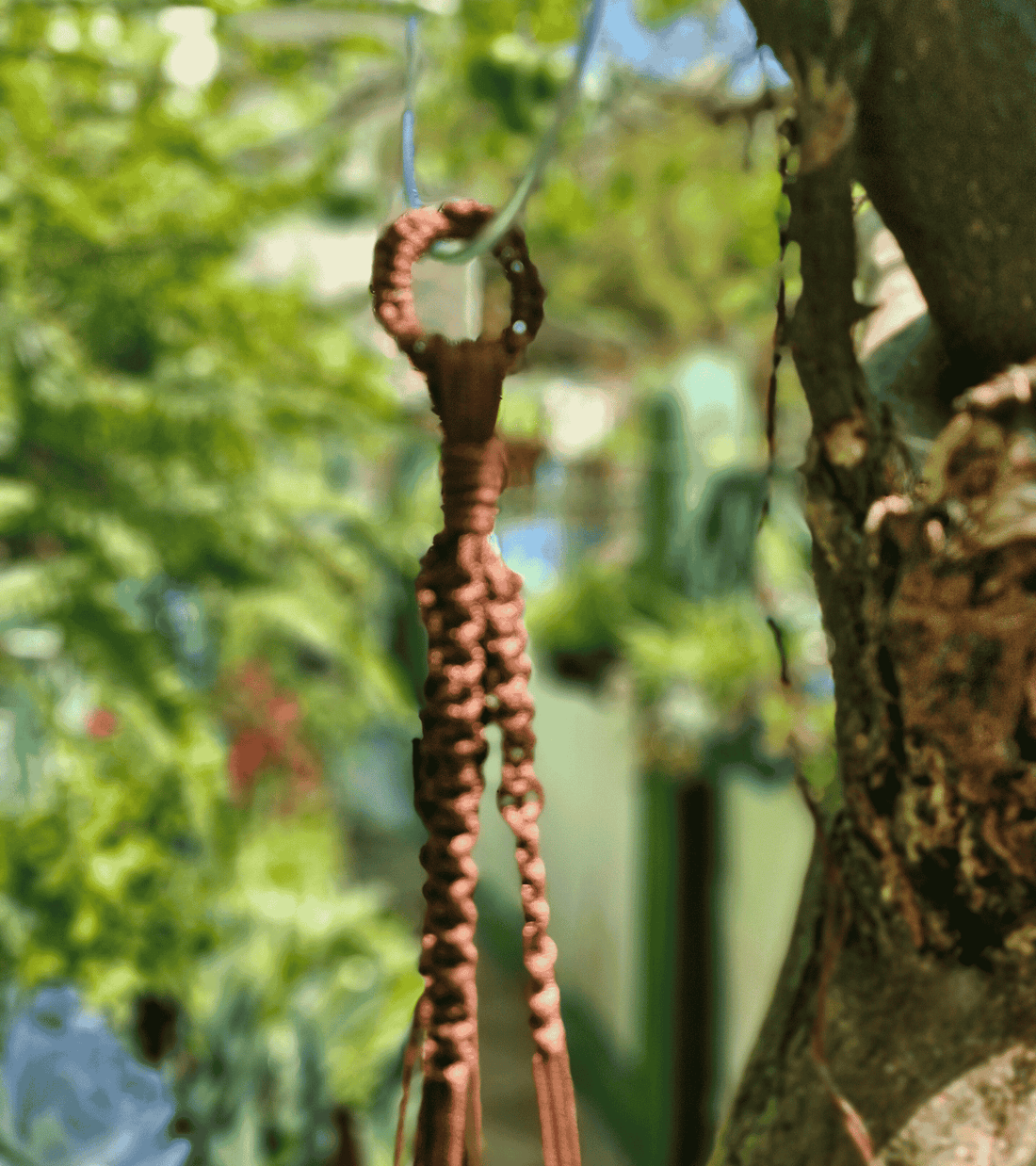 Portamaceta de macramé estilo bohemio para plantas  hecho a mano en El Salvador