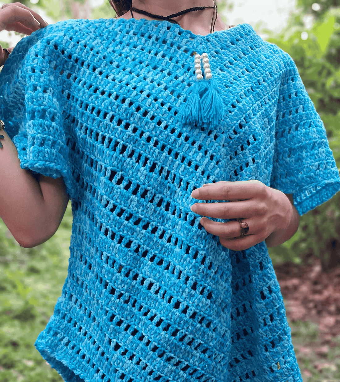Blusa de crochet hecha a mano en El Salvador.