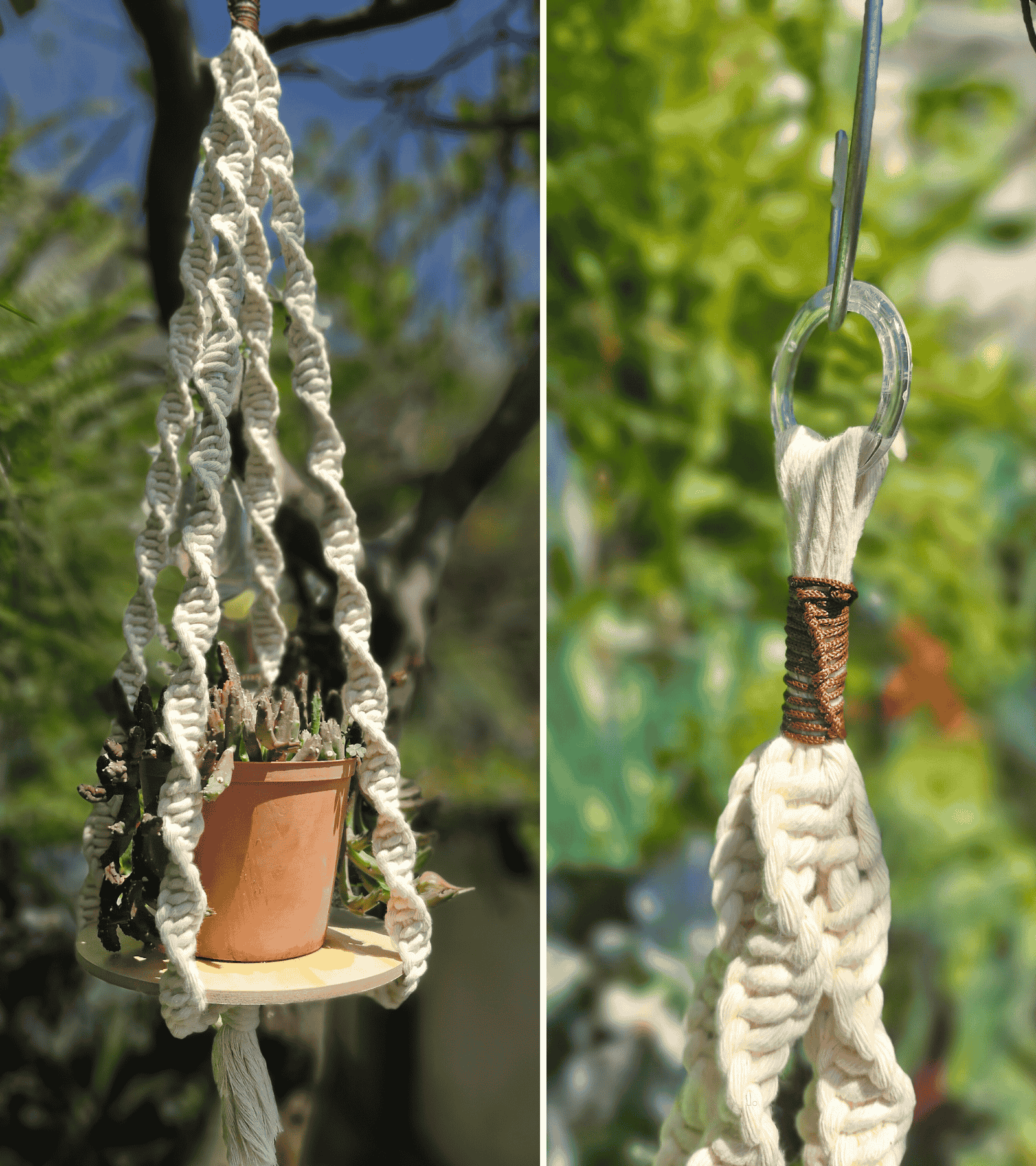 Portamaceta de macramé estilo bohemio para plantas hecho a mano en El Salvador 